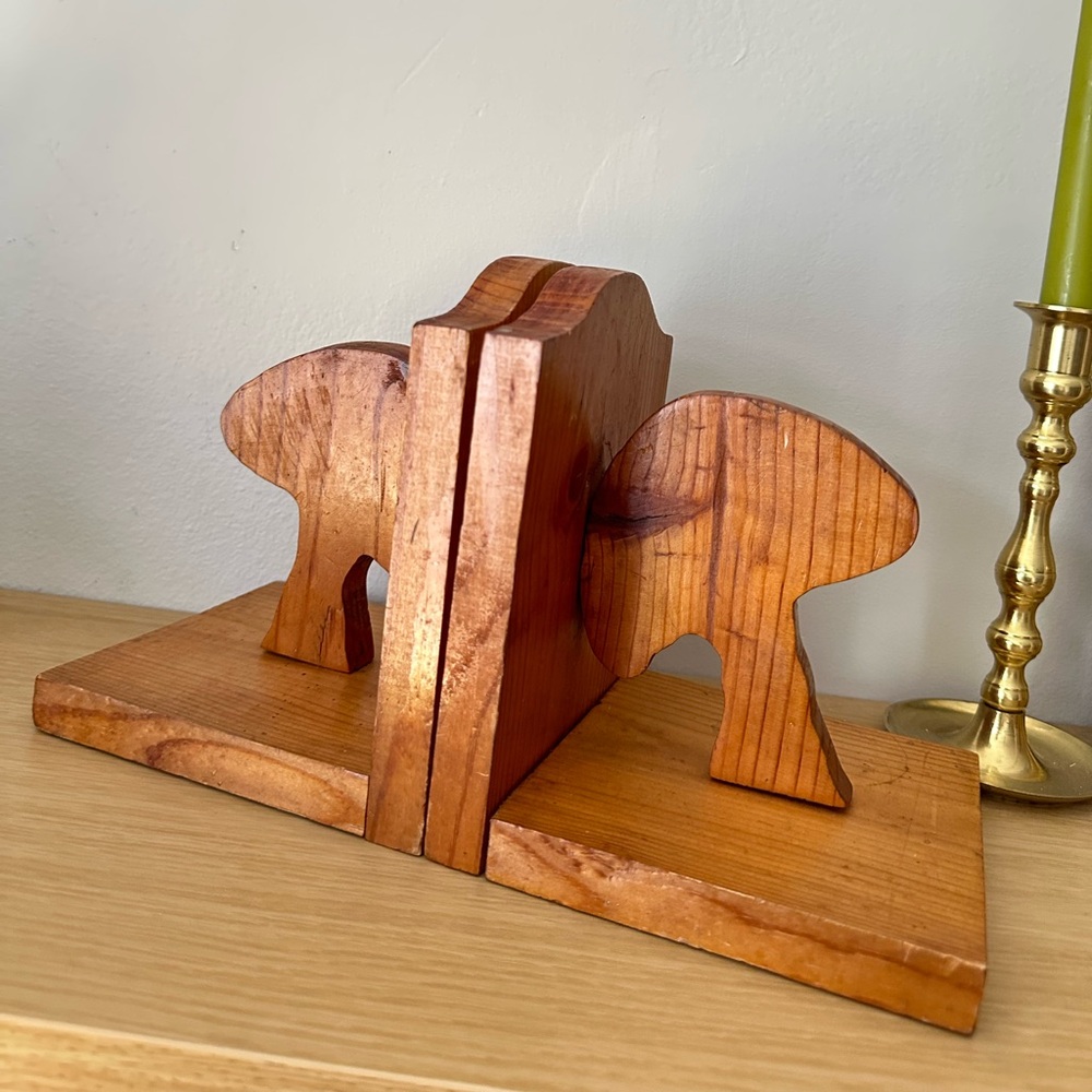 Vintage Handmade Mushroom Wooden Bookends - Set of 2 - Picture 3 of 6